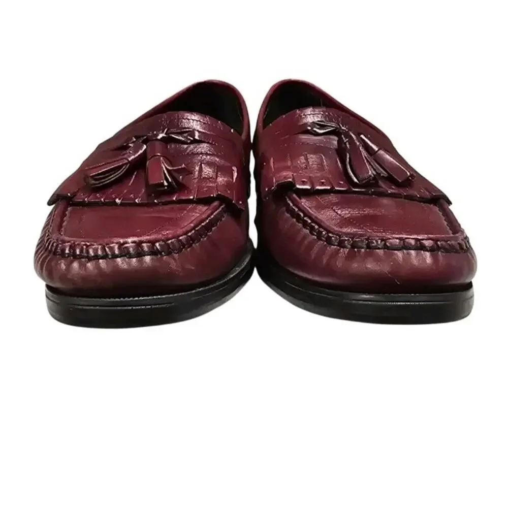 Hush Puppies Vtg Burgundy Leather Kiltie Tassel Loafers Men’s Size 7 Dress Shoe